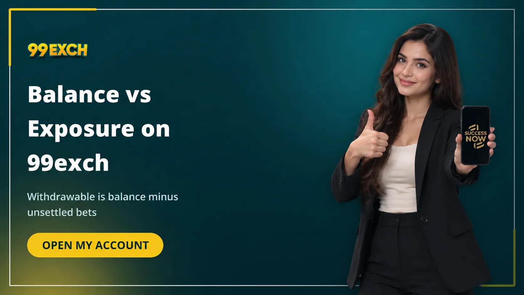 My 99exch account banner explaining balance and exposure on the 99exch sportsbook