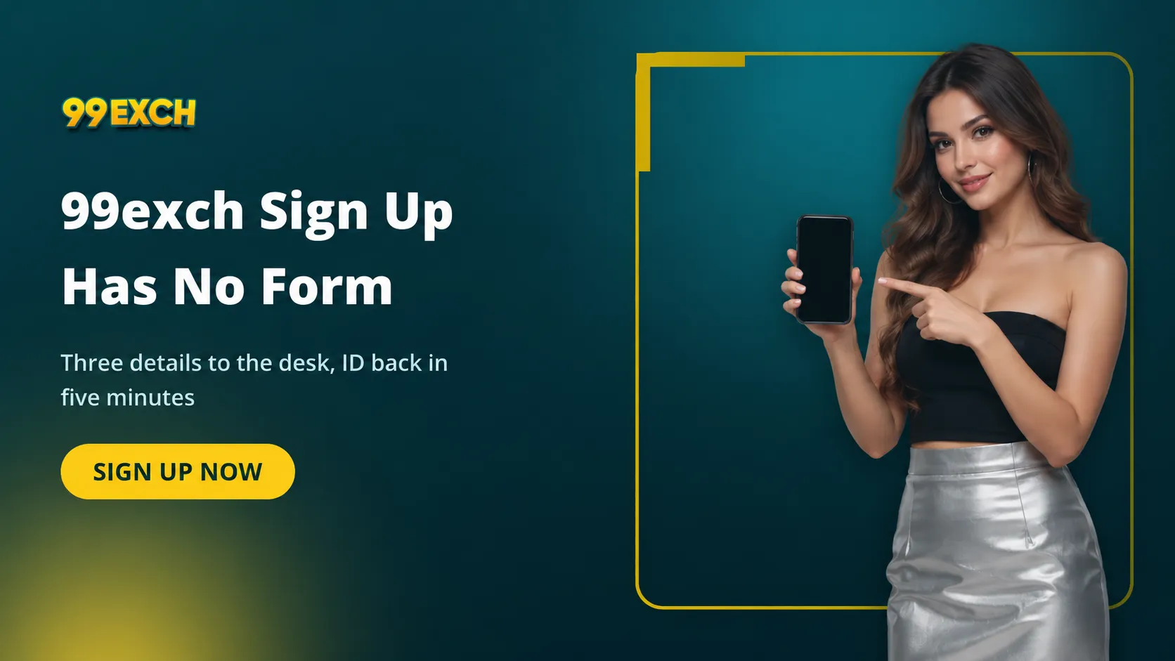 99exch sign up banner showing the desk-issued ID process for Indian players